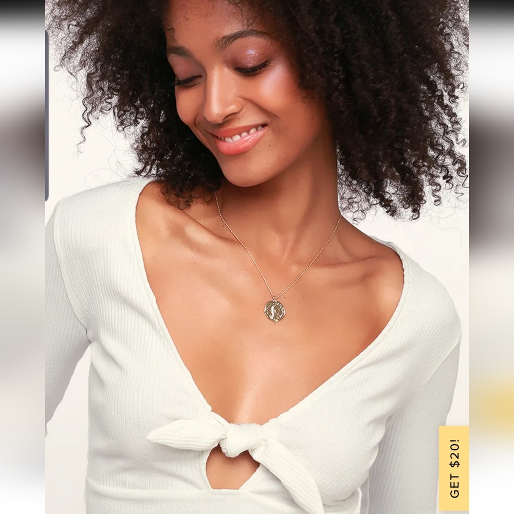 Lulus Poppi White Ribbed Tie-Front Long Sleeve Crop Top XS - Picture 6 of 11